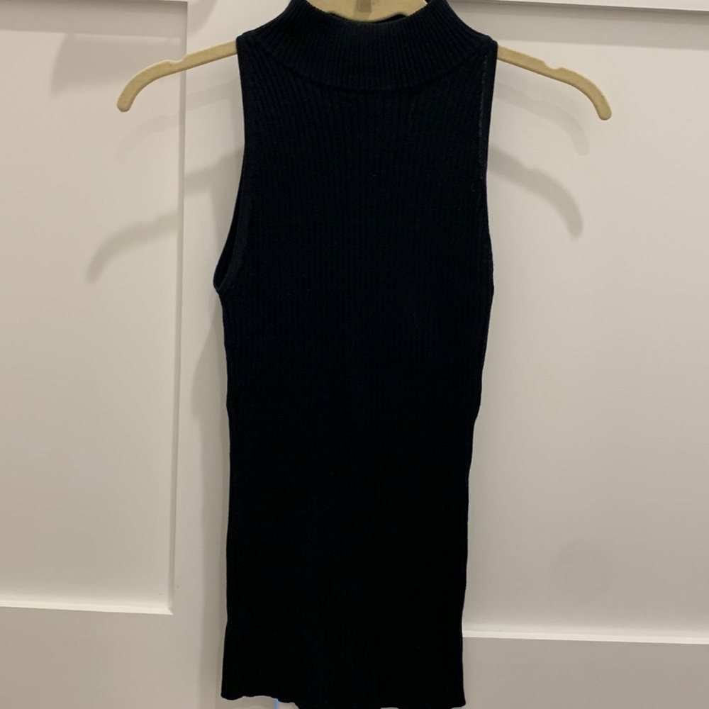 Ladies mock neck sleeveless cotton sweater
